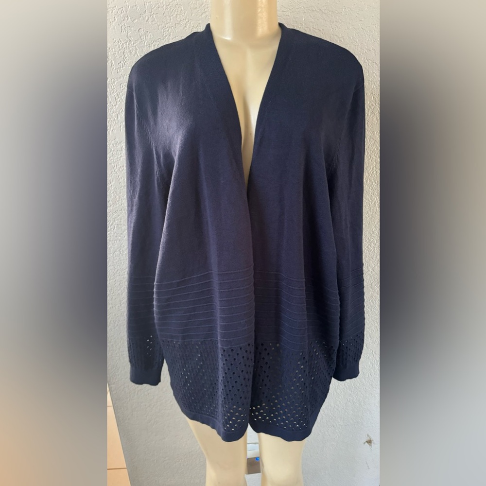 89th Madison blue navy cardigan sweater classy long sleeve